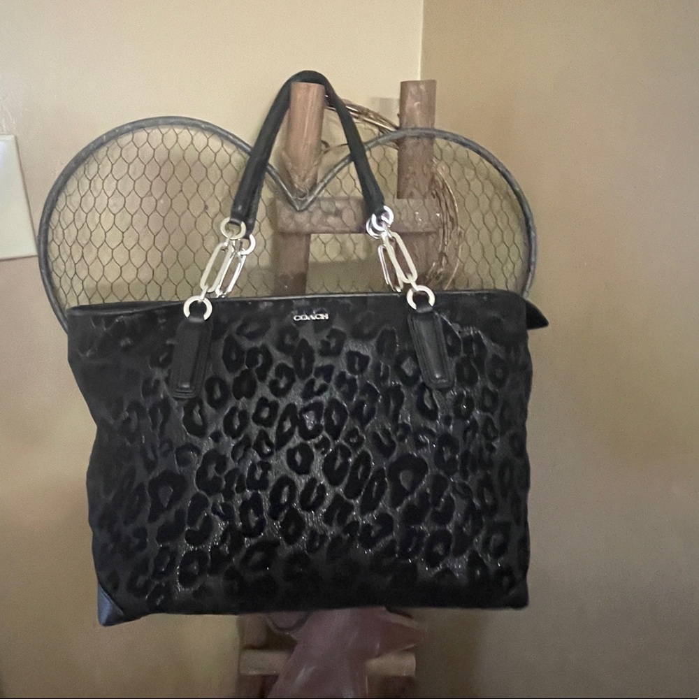 Authentic coach - black leopard bag